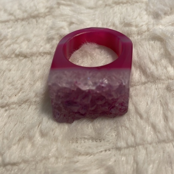 Natural Druzy Graduated Striations Ombré Ring - Picture 1 of 4